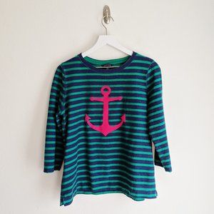 Lands' End Striped Anchor Sweater